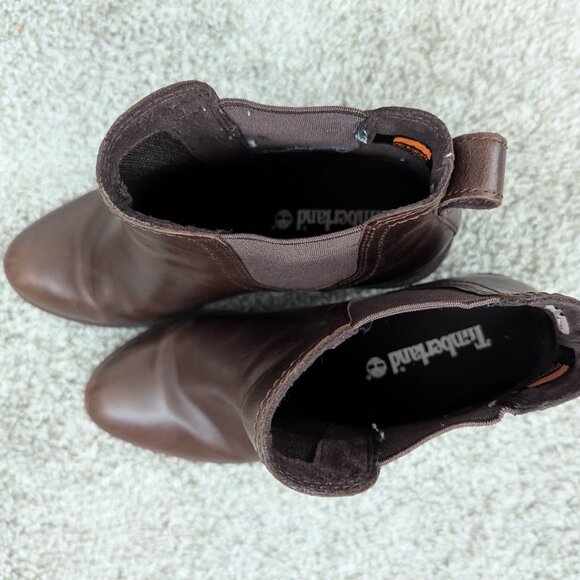 Timberland Women's Leather Brynlee Park Heeled Chelsea Ankle Boot in Brown 5.5 - Picture 6 of 9